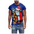 thumbnail image 1 of iOPQO mens shirts Men's Autumn Winter Casual O Neck Christmas Printed Short Sleeve T-shirt Top Blouse Men's Dress Shirts Navy L, 1 of 4