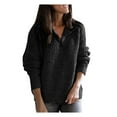 thumbnail image 1 of iOPQO sweatshirt for women Women's Winter Fashion Half Zipper Holiday Solid Color Sweater Top Blouse Long Sleeve Crew Neck Half Zip Black 4XL, 1 of 6