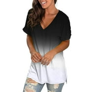 Luxtrada Summer Women Tee Shirts Gradient Print Tops Women Ladies Short ...
