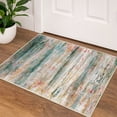 thumbnail image 1 of iOhouze 2x3 Small Area Rugs Abstract Rugs Throw Rugs with Rubber Backing Washable Indoor Front Door Mat Print Faux Wool Doormat for Bedside Entrance Entryway, Green/Turquoise, 1 of 8