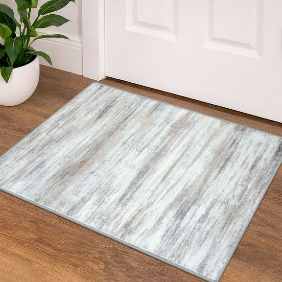 iOhouze 2x3 Small Area Rug Abstract Rugs Non-Slip Machine Washable Indoor Front Door Mat Throw Rug Modern Rug Print Faux Wool Doormat for Bedside Entrance Entryway, Light Beige/Slate Pink