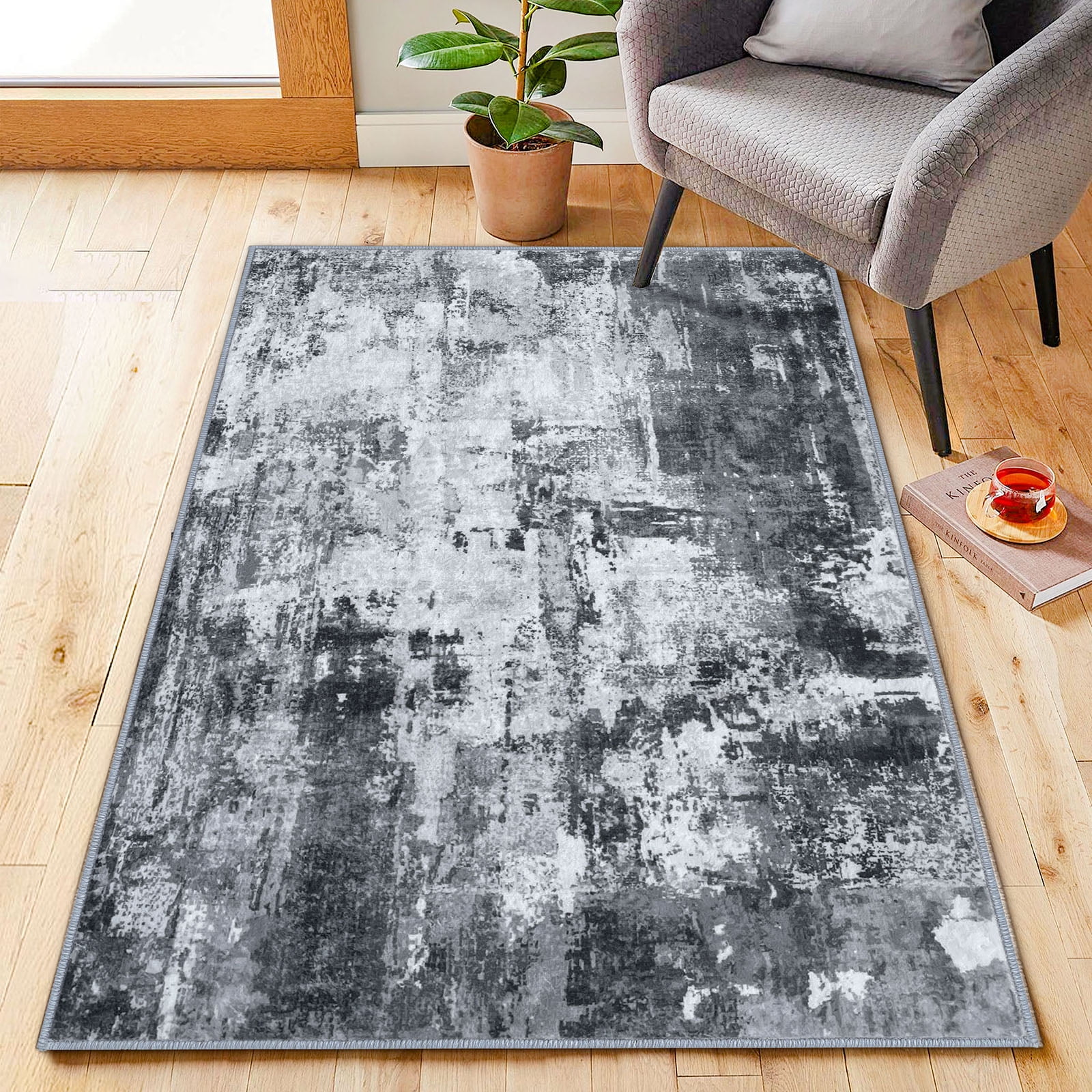 iOhouze 3x5 Area Rug Modern Abstract Machine Washable Rugs for Living