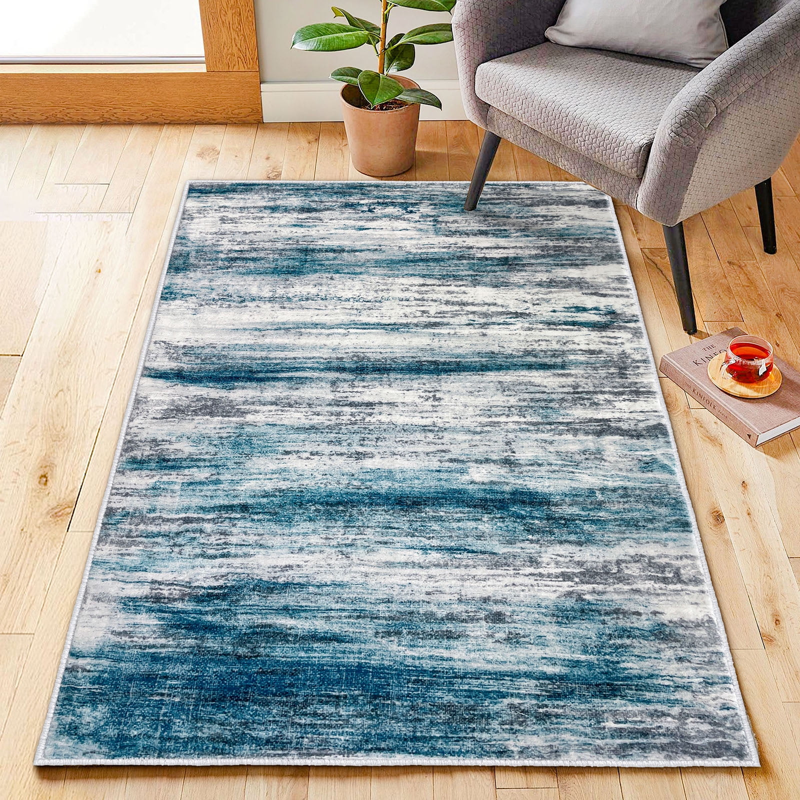 iOhouze 3x5 Area Rug Modern Abstract Washable Soft Low Pile Rugs for