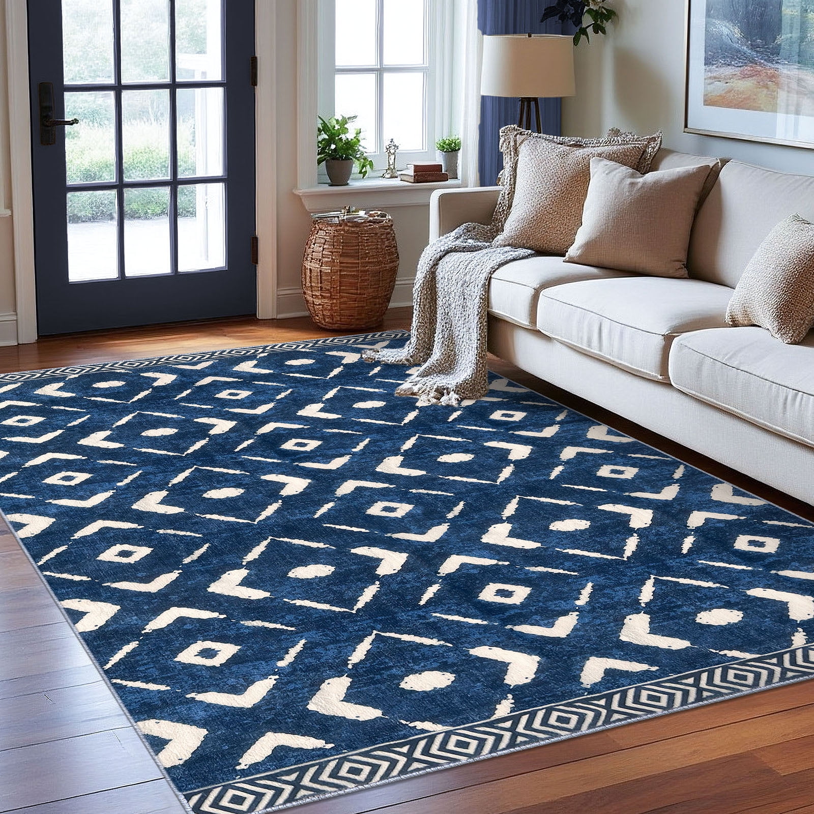 iOhouze 6'x9' Area Rug Washable Rugs Non Slip Large Living Room Rug