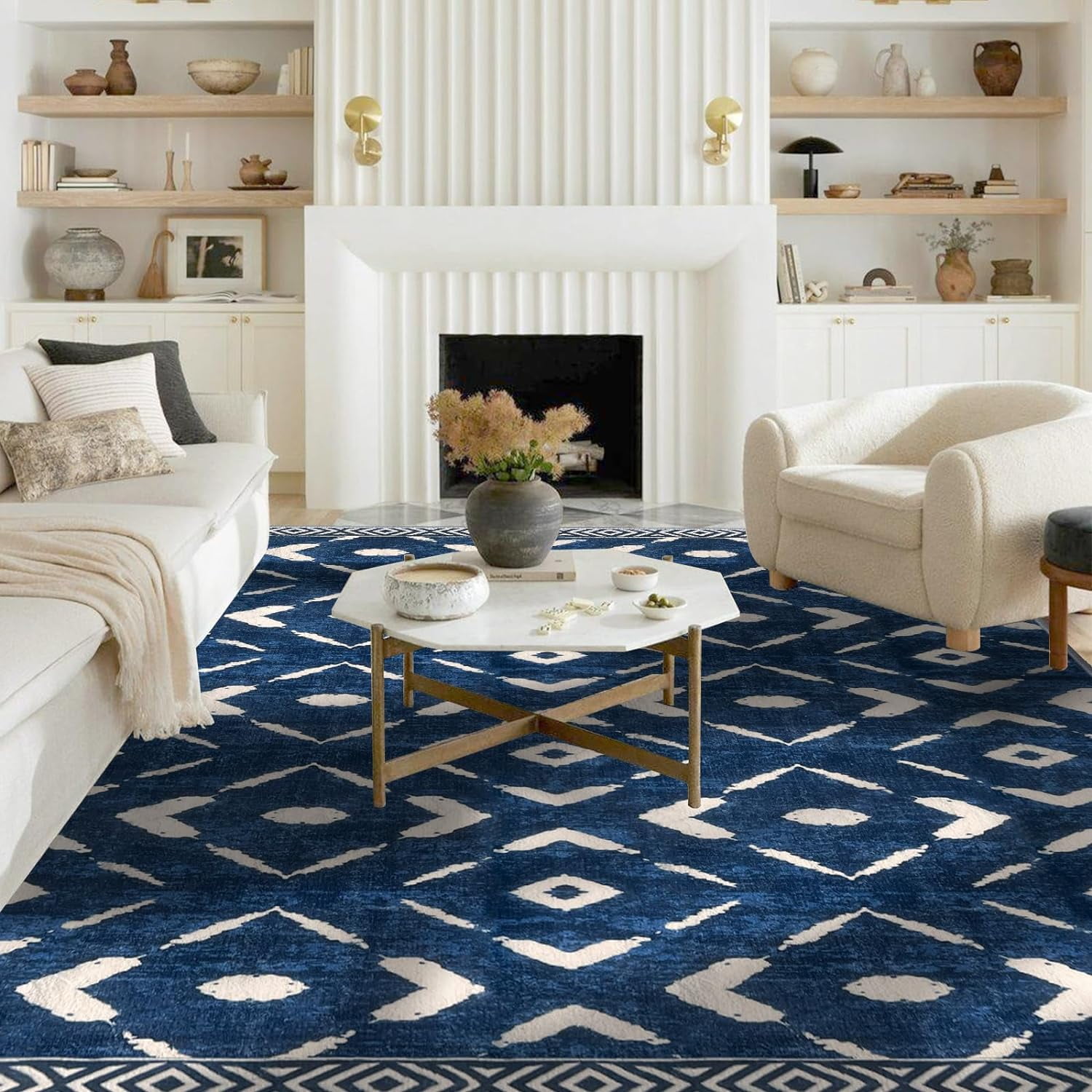 iOhouze 8'x10' Rugs Washable Moroccan Area Rugs Non Slip Large Living