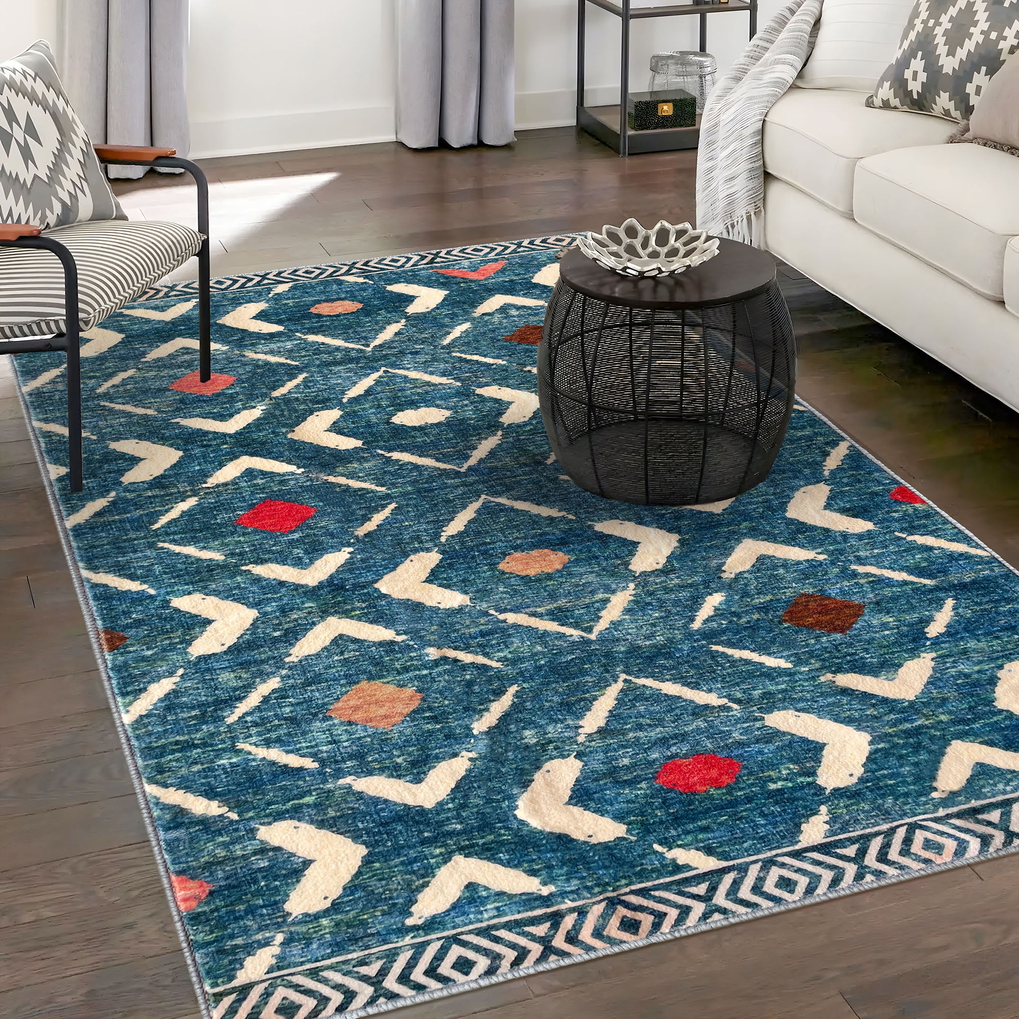 iOhouze 8'x10' Rugs Washable Moroccan Area Rugs Non Slip Large Living ...