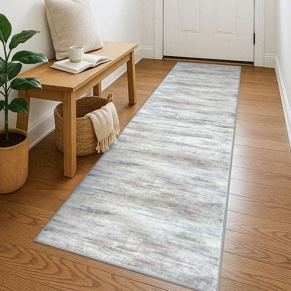iOhouze Abstract Runner Rug 2x7 Washable Rug Runners Non Slip Kitchen Runner Rug Soft Print Distressed Light Beige/Slate Pink Carpet Runner for Hallway Entryway Bedroom Kitchen Laundry Room