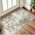 thumbnail image 1 of iOhouze Throw Rug with Rubber Backing Abstract Small Area Rugs 2x3 Washable Rugs Non Slip Low Pile Soft Printed Faux Wool Door Mat for Entrance Entryway Foyer Kitchen Bedroom, Beige Brown, 1 of 9