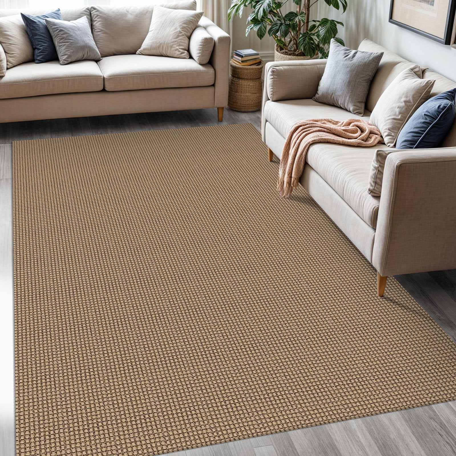 iOhouze 5'x7' Washable Area Rug for Living Room Large Cotton Rubber ...