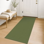 iOhouze Boho Runners for Hallways 2x5 ft Washable kitchen Runner Rubber Backed Olive Green/Earthy Green Cotton Entryway Runner Rugs Floor Carpet for Indoor Hall
