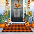 thumbnail image 1 of iOhouze Buffalo Plaid Rug 3x5 Orange and Black Checked Rug Halloween Doormat Washable Outdoor Rugs Cotton ayered Front Door Mat for Front Porch Entryway Patio Farmhouse, 1 of 8