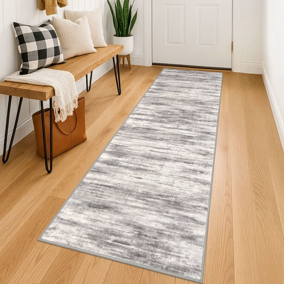 iOhouze Runner Rug for Hallways 2x6 Washable Rug Runners Non Slip Kitchen Runner Rug Soft Print Distressed Grey Beige Carpet Runner for Entryway Bedroom Kitchen Laundry Room