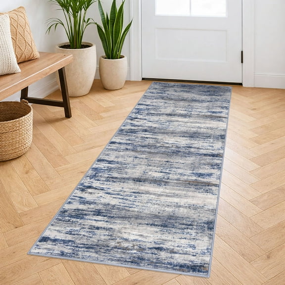 iOhouze Hallway Runner Rug 2x5 Washable Rug Runners Non Slip Kitchen Runner Rug Soft Print Distressed Blue-greyCarpet Runner for Entryway Bedroom Kitchen Laundry Room