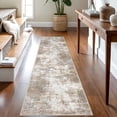 thumbnail image 1 of iOhouze Hallway Runner Rugs 2x8 Abstract Washable Runners Non Slip Kitchen Runner Low Pile Soft Printed Faux Wool Abstract Floor Runner for Indoor Bedroom Entryway Laundry Room, Beige Brown, 1 of 8