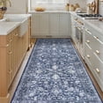 thumbnail image 1 of iOhouze Hallway Runners 2.6x8 Washable Rug Runner Kitchen Runners Vintage Thin Floral Rugs Non-Slip Low Pile Print Runners for Hallways Laundry Room Kitchen, Blue/Navy/White, 1 of 7