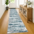 thumbnail image 1 of iOhouze Kitchen Runner Rug 2x12 Washable Rug Runner Non-Slip Soft Striped Hallway Runner Rugs, Grey Blue Print Distressed Carpet Runner for Entryway Bathroom Laundry Room Foyer, 1 of 9