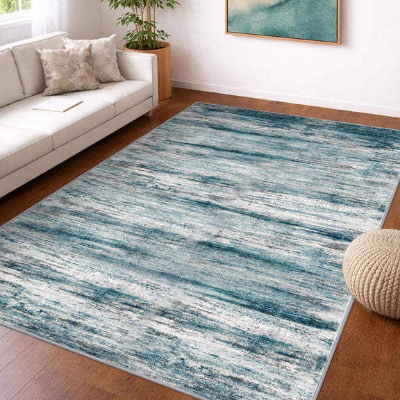 iOhouze Modern Abstract Area Rug 5x7 Large Washable Large Living Room Rugs Non Slip Rubber Backing Bedroom Carpet Soft Low Pile for Dining Room Living Room Office Dorm Kitchen Table Apartment