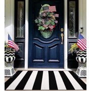 iOhouze Ourdoor Rugs 2.3x3.6 ft Washable Area Rugs Black White Striped Front Door Mats Welcome Mats for Porch Entryway Home Entrance