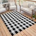 thumbnail image 1 of iOhouze Outdoor Area Rugs 5 x 7 Ft Buffalo Plaid Outdoor Rug Black and White Checkered Rug Washable Outdoor Patio Rugs Hand Woven Cotton Rugs for Outdoor Patio Dining Room Farmhouse Rug, 1 of 7