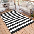 thumbnail image 1 of iOhouze Outdoor Area Rugs Black and White Striped Outdoor Rug 5x7 ft Washable Area Rug Indoor Outdoor Cotton Striped Rugs Large Floor Carpet for Garden Patio, 1 of 7