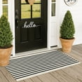 thumbnail image 1 of iOhouze Outdoor Rug Black and Beige Striped Porch Rug 2x4.3 ft Farmhouse Outdoor Doormats Front Door Rug Striped Runner Rug for Front Door Porch Patio Hallway, 1 of 8