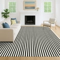 thumbnail image 1 of iOhouze Outdoor Rugs 8x10 ft Black and Beige Striped Rug Washable Area Rug Indoor Outdoor Rug Cotton Outdoor Patio Rugs Farmhouse Rugs for Garden Paio, 1 of 6