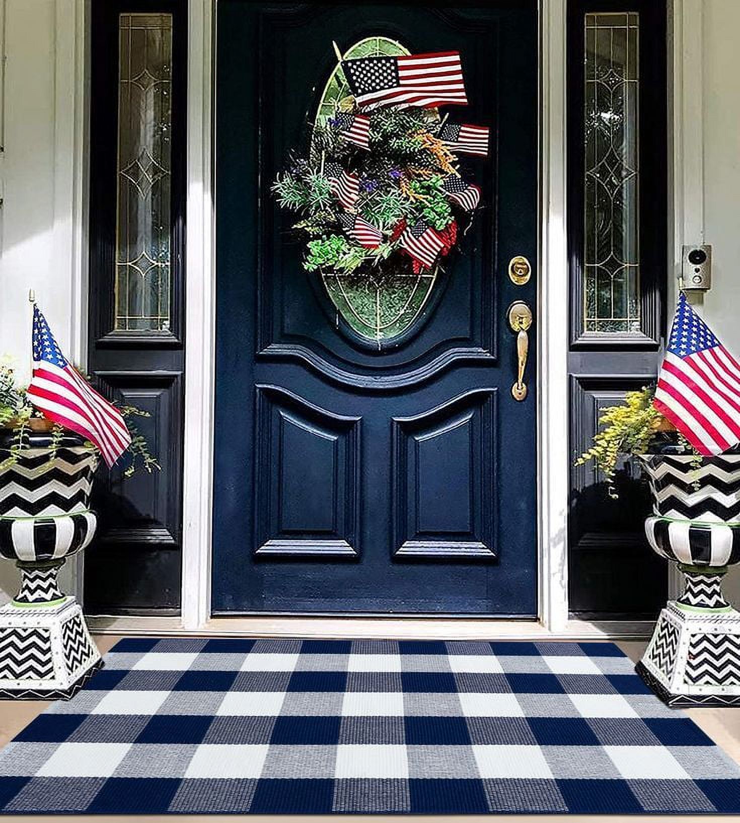 Ukeler Buffalo Check Rug Cotton Washable Porch Rugs Durable and