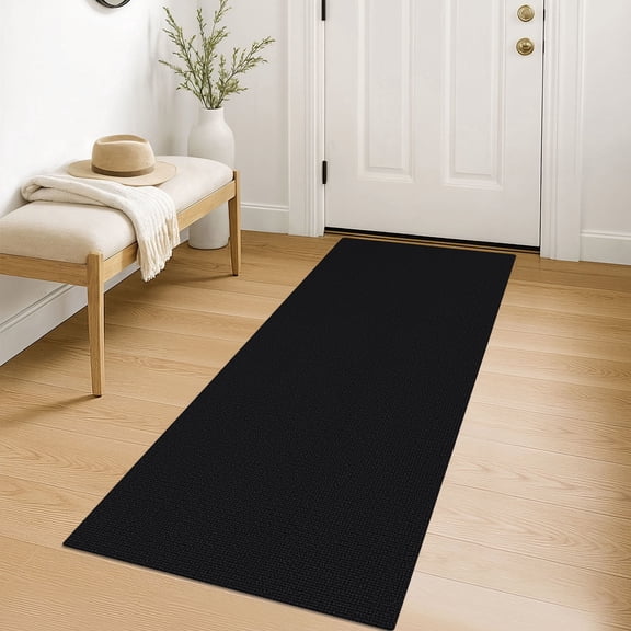iOhouze Runner Rug 2x5 Non Slip Carpet Runners for Hallways Cotton Kitchen Runner Rugs with Rubber Backed Braided Indoor Floor Runners for Entryway Hallway Kitchen Bedroom, Black