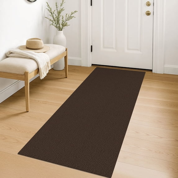 iOhouze Runner Rug 2x5 Non Slip Carpet Runners for Hallways Cotton Kitchen Runner Rugs with Rubber Backed Braided Indoor Floor Runners for Entryway Hallway Kitchen Bedroom, Brown/Coffee