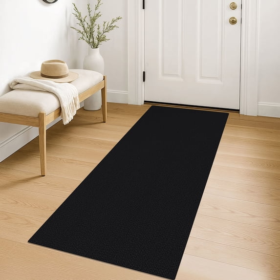 iOhouze Runner Rug 2x5 Non Slip Carpet Runners for Hallways Cotton Kitchen Runner Rugs with Rubber Backed Braided Indoor Floor Runners for Entryway Hallway Kitchen Bedroom, Black