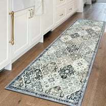 iOhouze Runner Rug 2x6 Moroccan Washable Hallway Runner Rugs Vintage Kitchen Runner Soft Non-Slip Printed Boho Rug Runners for Bedroom Laundry Room, Grey/Multi