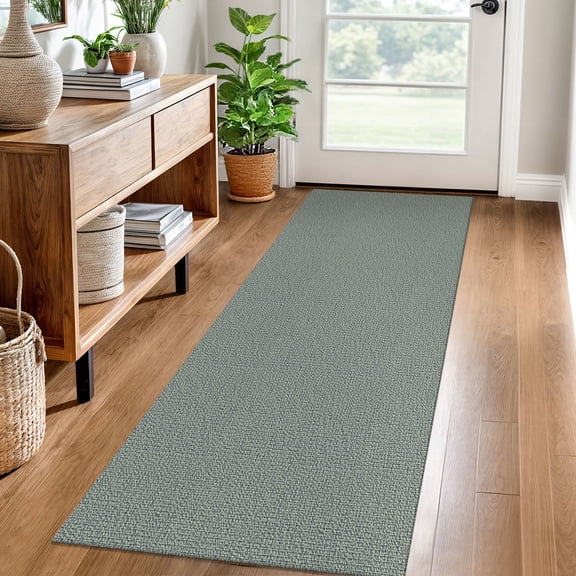 iOhouze Runner Rug 2x6 Non Slip Carpet Runners for Hallways Cotton Kitchen Runner Rugs with Rubber Backed Braided Indoor Floor Runners for Entryway Hallway Kitchen Bedroom, Green/Grey
