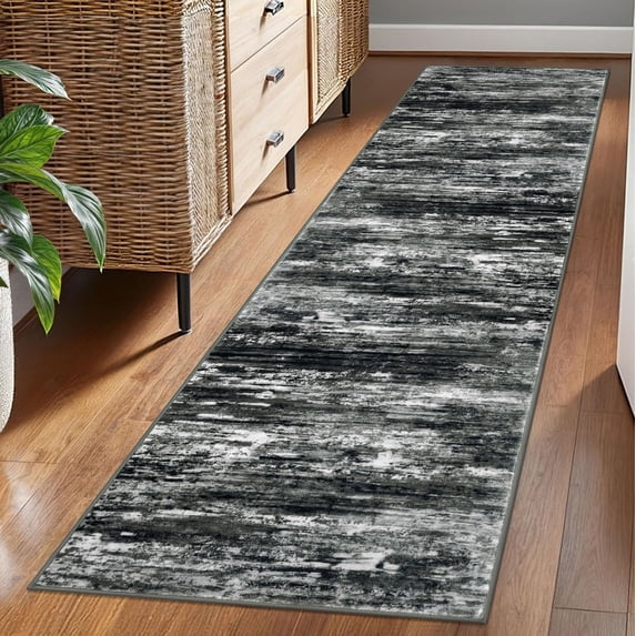 iOhouze Runner Rug 2x7 Kitchen Runner Rugs Non-Slip Washable Soft Print Distressed Carpet Runner for Entryway Bathroom Laundry Room Foyer, Black White Grey Green