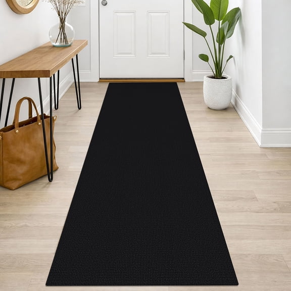 iOhouze Runner Rug 2x7 Non Slip Carpet Runners for Hallways Cotton Kitchen Runner Rugs with Rubber Backed Braided Indoor Floor Runners for Entryway Hallway Kitchen Bedroom, Black