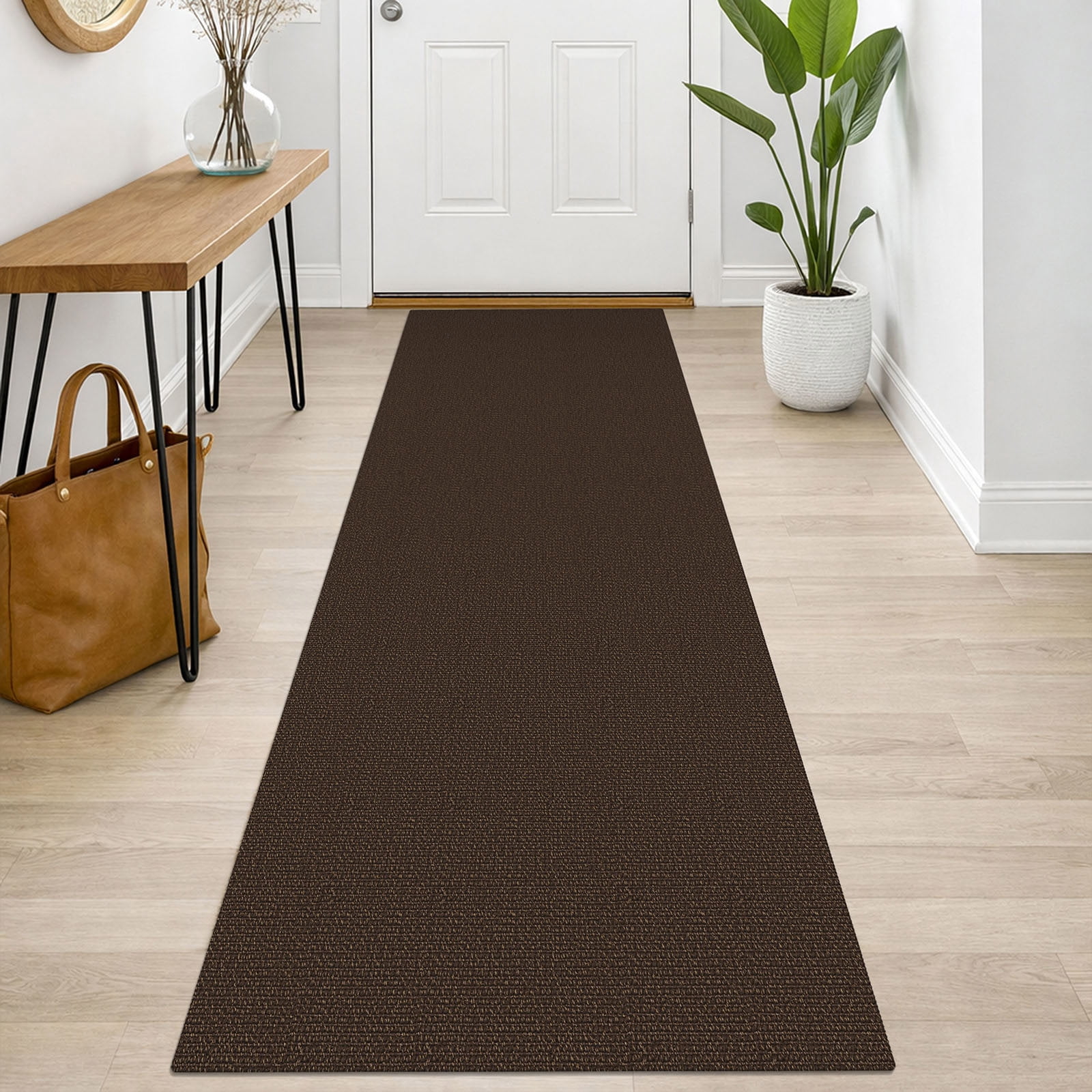 iOhouze Runner Rug 2x7 Non Slip Carpet Runners for Hallways Cotton Kitchen Runner Rugs with Rubber Backed Braided Indoor Floor Runners for Entryway Hallway Kitchen Bedroom, Brown/Coffee