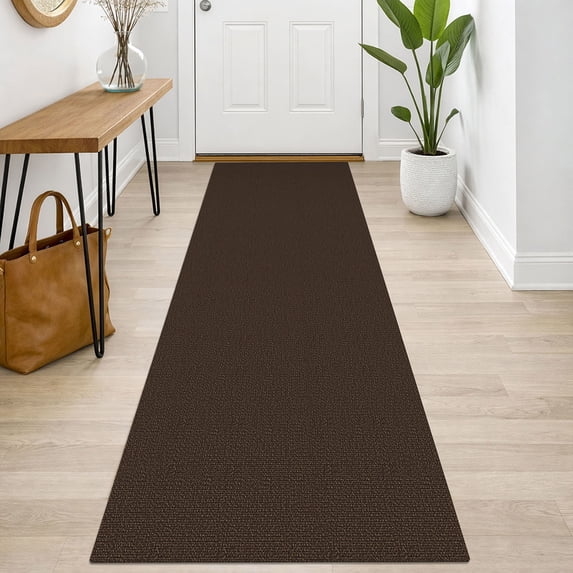 iOhouze Runner Rug 2x7 Non Slip Carpet Runners for Hallways Cotton Kitchen Runner Rugs with Rubber Backed Braided Indoor Floor Runners for Entryway Hallway Kitchen Bedroom, Brown/Coffee