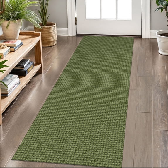 iOhouze Runner Rug for Hallway 2x6 ft Washable Hall Carpet Runner Rubber Backed Hallway Runner Olive Green/Earthy Green Cotton Entryway Runner Rug Floor Runners for Indoor Hallway Bedroom Kitchen