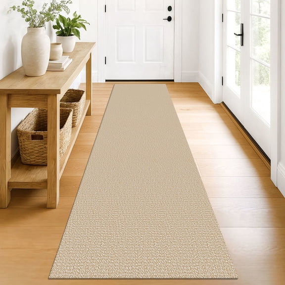 iOhouze Runner Rug for Hallway 2x8 Non Slip Carpet Runners for Hallways Cotton Kitchen Rug Runners with Rubber Backed Braided Indoor Floor Runners for Entryway Hallway Kitchen Bedroom, Beige/White