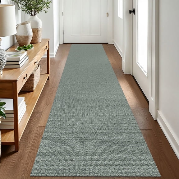 iOhouze Runner Rug for Hallway 2x8 Non Slip Carpet Runners for Hallways Cotton Kitchen Rug Runners with Rubber Backed Braided Indoor Floor Runners for Entryway Hallway Kitchen Bedroom, Green/Grey