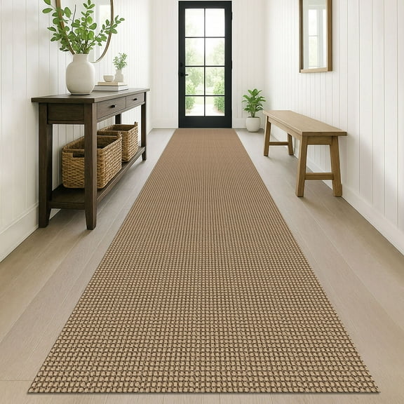 iOhouze Runner Rug for Hallway 3x12 ft Washable Long Hall Carpet Runner with Rubber Backed Kitchen Runner Rug Cotton Entryway Runner Rugs Floor Runners for Indoor Hallway Entryway Kitchen, Tan