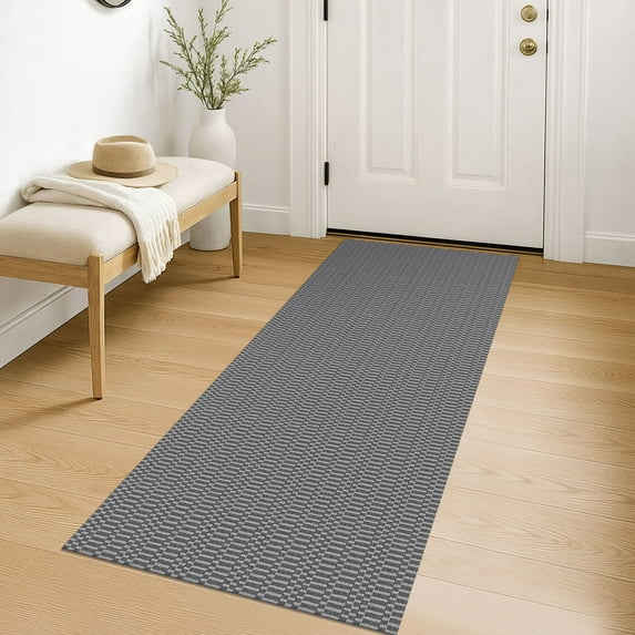 iOhouze Runner Rug for Hallways 2x6 ft Washable Runner Area Rug with Rubber Backing Braided Cotton Entryway Rugs Indoor Carpet Rugs for Hallway Kitchen Entryway Bedroom, Charcoal Grey/Dark Grey