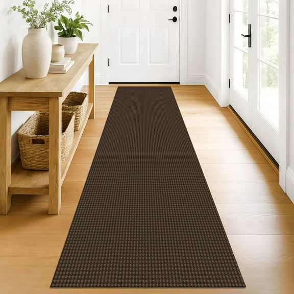iOhouze Runner Rug for Hallways 2x8 ft Washable Hall Carpet Runner Rubber Backed Kitchen Runner Reddish Brown/Coffee Cotton Entryway Runner Rugs Floor Runners for Indoor Hallway Bedroom Kitchen