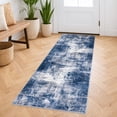 thumbnail image 1 of iOhouze Runner Rugs 2x5 Washable Runner Rug for Hallways Non Slip Kitchen Runner Low Pile Soft Printed Faux Wool Abstract Floor Runner for Inodoor Bedroom Entryway Laundry Room, Blue/Rust/White, 1 of 9