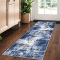 thumbnail image 1 of iOhouze Runner Rugs 2x5 Washable Runner Rug for Hallways Non Slip Kitchen Runner Low Pile Soft Printed Faux Wool Abstract Floor Runner for Inodoor Bedroom Entryway Laundry Room, Blue/Rust/White, 1 of 9