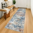 thumbnail image 1 of iOhouze Runner Rugs 2x6 Washable Runner Rug for Hallways Non Slip Kitchen Runner Low Pile Soft Printed Faux Wool Abstract Floor Runner for Inodoor Bedroom Entryway Laundry Room, Blue/Rust/White, 1 of 10