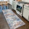 thumbnail image 1 of iOhouze Runner Rugs 2x7 Washable Runner Rug for Hallways Non Slip Kitchen Runner Low Pile Soft Printed Faux Wool Abstract Floor Runner for Inodoor Bedroom Entryway Laundry Room, Blue/Rust/White, 1 of 8