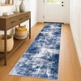 thumbnail image 1 of iOhouze Runner Rugs 2x8 Washable Runner Rug for Hallways Non Slip Kitchen Runner Low Pile Soft Printed Faux Wool Abstract Floor Runner for Inodoor Bedroom Entryway Laundry Room, Blue/Rust/White, 1 of 9