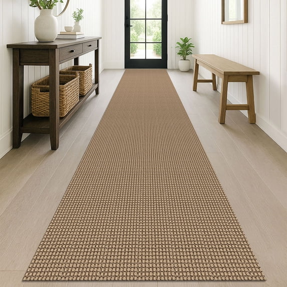 iOhouze Runners Rugs 2.6x12 ft Washable Boho Hallway Runner Rugs with Rubber Backing Natural Cotton Long Hall Carpet Runner for Indoor Hallway Entryway Kitchen Bedroom