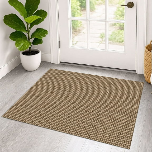 iOhouze Small Area Rug Washable 2'x3' Entryway Rugs Rubber Backing Indoor Entryway Accent Rug, Tan, 2'x3'