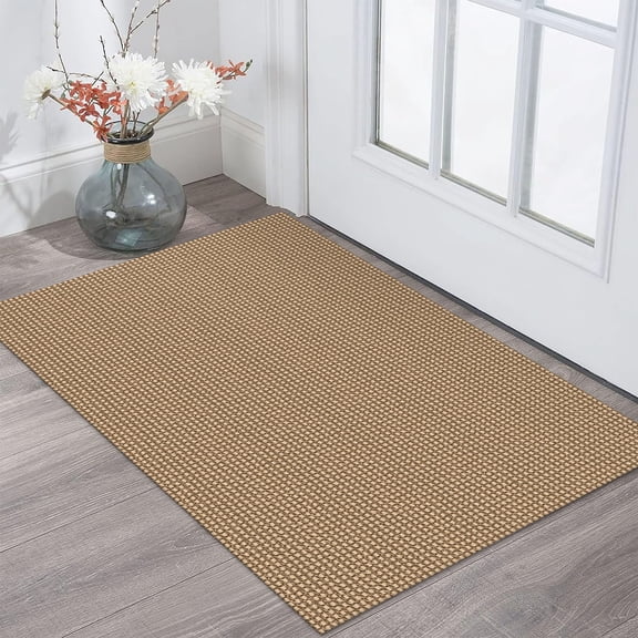 iOhouze Small Area Rug Washable 2'x3' Entryway Rugs Rubber Backing Indoor Entryway Accent Rug, Tan, 2'x3'